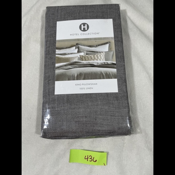 NIB Hotel Collection Linen (1) King Sham Pillow Case in Grey‎ - Picture 1 of 9